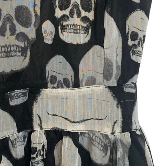 Tripp NYC Skull Grunge V Neck Black Gothic Lolita Baby Doll Dress Small - Picture 13 of 14